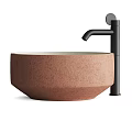 Colorful Vessel Washbasins Round Shape Various Colors With Black Faucet Modern Bathroom Design