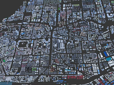 Detailed Aerial Planning of Urban City Layout With Building Structures and Street Networks 3d model