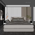 Elegant Modern Bedroom Interior With Large Bed Pendant Lights And Decorative Rug