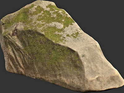 Natural Stone Wood With Moss Covered Surface And Rough Texture 3d model