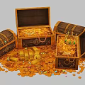 Open Treasure Chests Filled With Gold Coins Bars And Jewelry Scattered Around Them