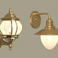 Vintage Gold Metal Wall Lamps With Glass Shades And Decorative Design