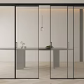 Modern Glass Sliding Doors with Black Frame in Sleek Contemporary Interior