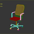 Modern Gray Office Chair With Red Trim Armrests And Five Star Base Wheels