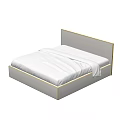 Modern Minimalist Double Bed With Upholstered Headboard And Gold Trim For Contemporary Bedroom Decor
