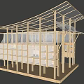 Contemporary Landscape Pavilion With Open Design Wooden Structure Metal Frame Transparent Roof And Surrounding Trees