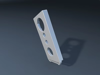 Sleek Metal Door Handle Mounting Plate With Three Circular Holes 3d model