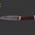 Tactical Weapon Knife With Metal Blade Red Wooden Handle And Silver Fitting On Reflective Surface