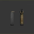Tan And Silver Metal Pistol With Detachable Magazine On Black Surface