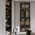 Modern Walk-in Closet Interior Design With Hanging Clothes And Dressing Mirror