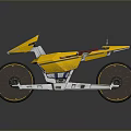 Futuristic Yellow Motorcycle with Red Seat Large Wheels and Concept Design Styling