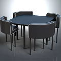 Modern Sleek Black Dining Set With Round Table Four Chairs And Curved Backrests