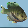 Vibrant Aquatic Fish with Green Black Stripes Shiny Scales and 3D Rendered Look