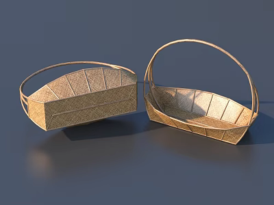Two Handcrafted Woven Storage Baskets for Home Organization and Daily Use 3d model