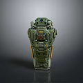 Green Mechanical Style Household Item With Layered Panels Control Buttons And Industrial Design