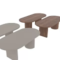 Modern Wooden Dining Table With Oval Top And Cylindrical Legs In Brown And Light Gray
