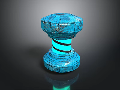 Blue Decorative Table Lamp With Cracked Texture And Glowing Light Base 3d model