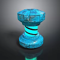 Blue Decorative Table Lamp With Cracked Texture And Glowing Light Base
