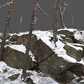 Beautiful Winter Landscape With Snow Covered Rocks And Bare Trees In Nature