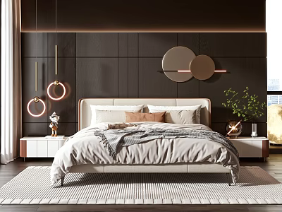 Modern Background Double Bed Double Bed 3d model