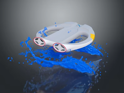 White Water Sports Equipment With Dual Propellers And Yellow Accents Splashing 3d model