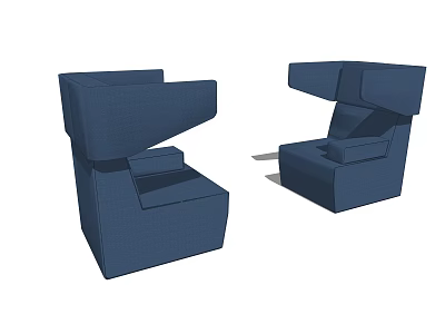 Two Modern Navy Blue Single Seater Sofas With Sleek Armrests And Backrest 3d model