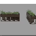 Garden Decorative Planters With Brown Frame And Green Plants For Outdoor Use