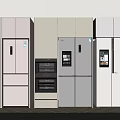 Multiple Modern Refrigerators and Freezers in Various Colors on 3d model