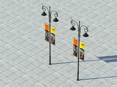 Modern street lamp commercial landscape sketch model