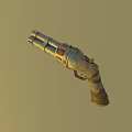 Vintage Industrial Revolver With Multiple Barrels Metallic Finish And Leather Wrapped Grip