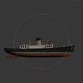 Vintage Ship With Black Brown Hull Mast Smokestack And Classic Retro Design