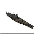 Camouflaged Military Warship with Long Hull Structure Deck And Superstructure Design Military Equipment On Board