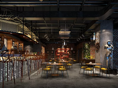 INDUSTRIAL LOFT BAR Cafe Front Desk 3d model INDUSTRIAL LOFT BAR Cafe Front Desk 3d model