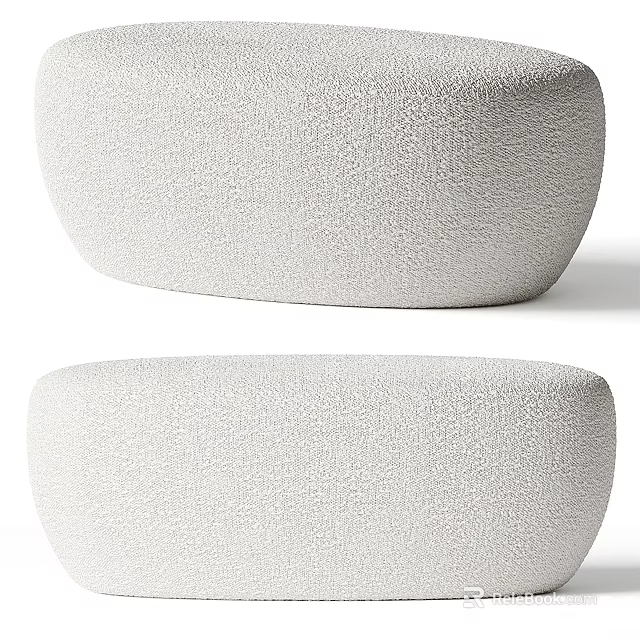 Modern White Textured Sofa Stool With Minimalist Design And Comfortable Seating 3d model