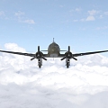 U.S. Air Force Transport Aircraft C47 Air Train with Interior Cockpit Cabin Wings Can Swing Alone 3d model