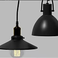 Modern Black Pendant Lights With Riveted Details And Golden Top Design
