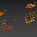 Vibrant Autumn Fall Leaves In Various Colors And Decorative Arranged Patterns 3d model