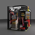 HI-TIGER Brand Exhibition Booth With Black Red Design Products On Shelves And Tire Decoration