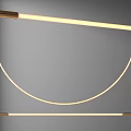 Modern Gold Pendant Light with Curved Structure and Linear Design for Interior 3d model