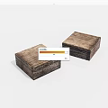 Two Square Wooden Boxes With Natural Wood Grain Surface On White Background