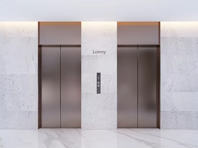 Modern Elevator Lobby With Marble Walls And Floors 3d model