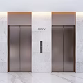 Modern Elevator Lobby With Marble Walls And Floors