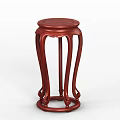 Classic Dark Red Wooden Flower Stand With Carved Design And Curved Legs