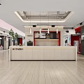 Spacious Modern Retail Store Interior With Product Display Areas Wooden Flooring And Striped Ceiling Designs