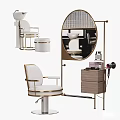 Modern Elegant Hair Salon Furniture Setup With Barber Chair Stool Mirror Cabinet And Hair Dryer
