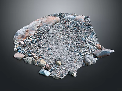 Rocky Terrain Surface Covered in Gravel and Various Size Stones Texture 3d model