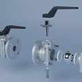 Industrial Pipe Valves With Black Handles And Metal Flange Connections