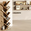 Ancient Tree-Shaped Bookshelf Rattan Wall-Hanging Solid Wood Bookshelf Floor-Standing Bookshelf Storage Bookshelf 3d model