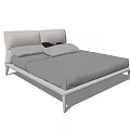 Modern Double Bed With Gray Headboard Mattress Bedding And Pillows 3d model