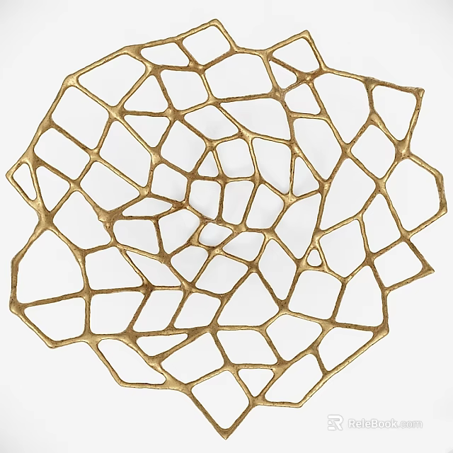 Golden Kitchenware With Intricate Net Like Pattern And Structure Design 3d model 
